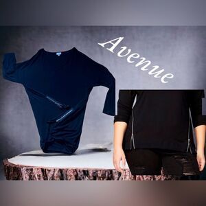 Avenue l Plus l Black Tunic l 2 zippers l V-neck l 18 l VGUC
